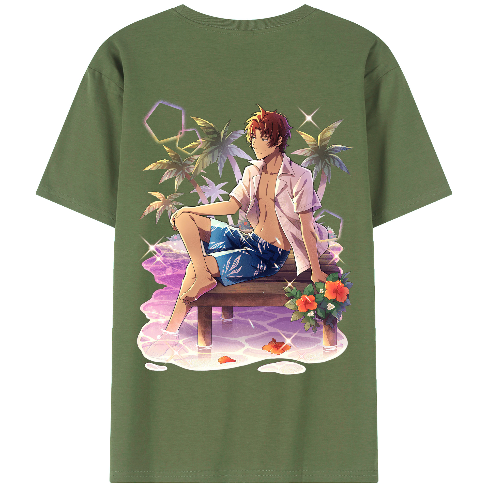 （画像用） 文豪ストレイドッグス Bungo Stray Dogs 綿100％ メンズ半袖Tシャツ（バックプリント） 通気性